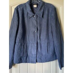 Southern Lady Soft Blue Suede Button-Front Jacket